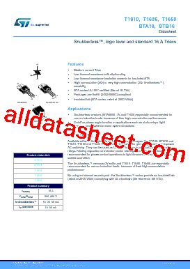 Btb Bw Datasheet Pdf Stmicroelectronics