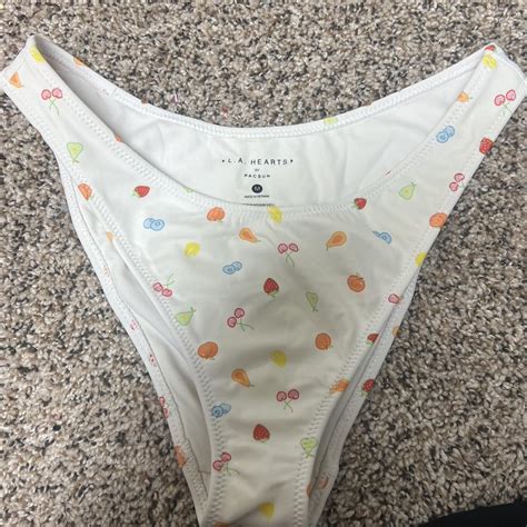 Pac Sun White Fruit Bikini Bottoms Never Worn Depop