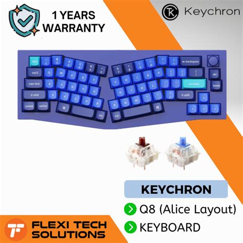 Flexi Tech Keychron Q Alice Layout Hot Swap Rgb Fully Assembled Knob Navy Blue Mechanical