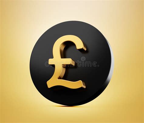 Golden Shinny Pound Symbol On Black Icon 3d Illustration Stock