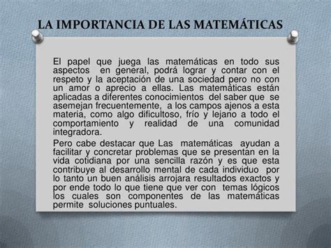 La Importancia De Las Matemáticas