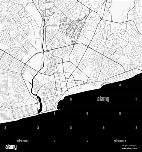 Map Of Accra City Ghana Urban Black And White Poster Road Map Image