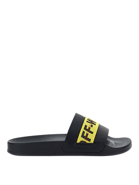 Flip Flops Off White Industrial Logo Sliders Omic001r21mat0021018