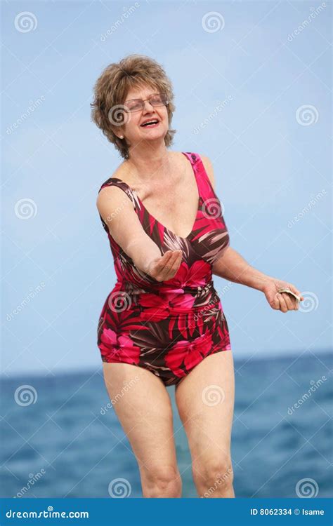 Mature Woman At The Beach Stock Images Image
