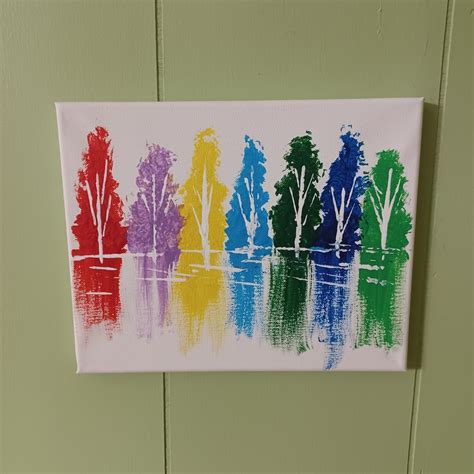 Rainbow Tree Painting on Canvas - Etsy