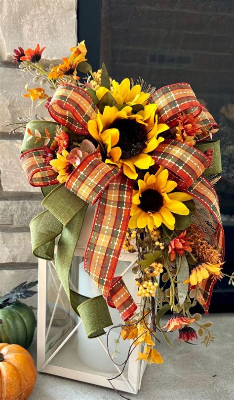 Fall Swag Sunflowers Berries Fall Leaves Lantern Or Wreath Swag