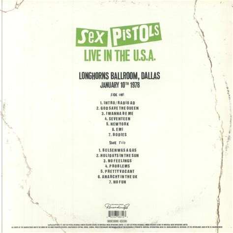 Sex Pistols Live At Longhorns Ballroom Dallas Usa Vinyl At Juno