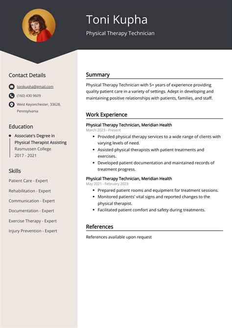 Physical Therapy Technician CV Examples (Template & 20+ Tips)