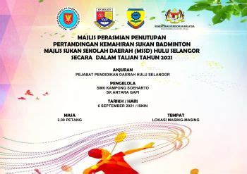 BUKU PROGRAM MAJLIS PENUTUPAN PERTANDINGAN KEMAHIRAN SUKAN BADMINTON