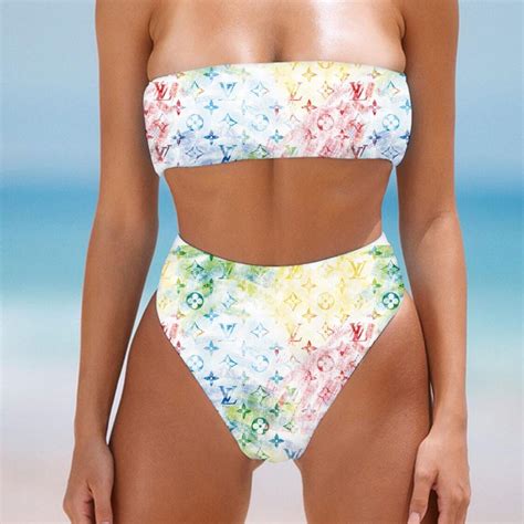 Louis Vuitton High Waisted Bandeau Bikini Beach Babe Bikini