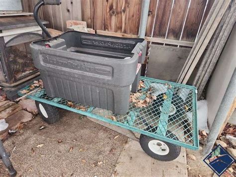 Metal Yard Cart With Rubbermaid Tub Estate Details