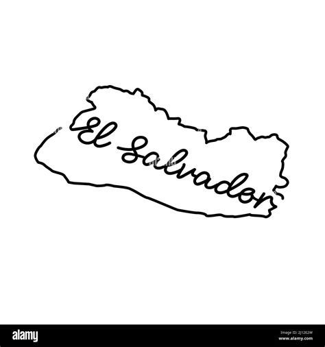 El Salvador outline map with the handwritten country name. Continuous ...