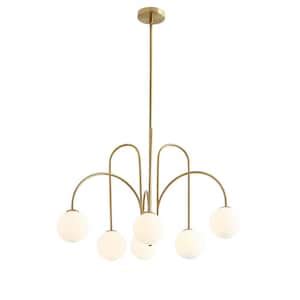 Rrtyo Erik Light Gold Unique Modern Elbow Chandelier With Milky White