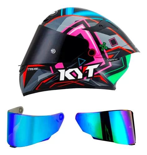 Capacete Kyt Tt Course Ratthapark Viseira Azul E Camale O