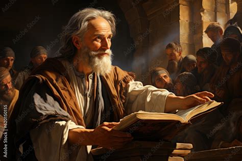 Apostle Peter Preaching In The Synagogue To The Gentiles Generative Ai