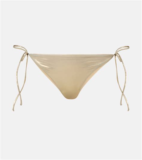Ties Bikini Bottoms In Gold Jade Swim Mytheresa