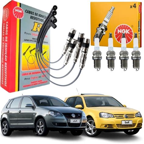 Kit Cabo E Vela Ngk Volkswagen Gol Polo Fox Saveiro Golf Marques Auto