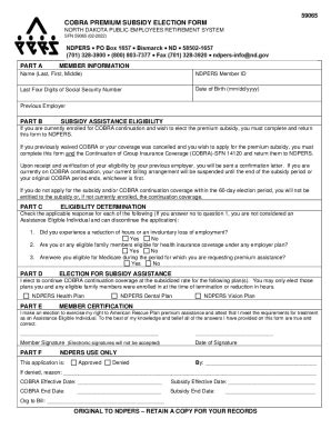 Fillable Online Sfn Cobra Premium Subsidy Election Form Fax Email