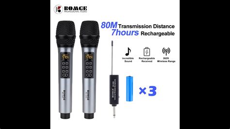 Wireless Microphone Bomge Uhf Dual Cordless Metal Dynamic Microphone