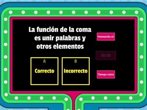 Uso Correcto De La Coma Gameshow Quiz