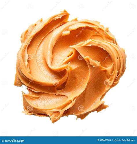 Top View Very Close Up of Some Peanut Butter Cream Isolated on a
