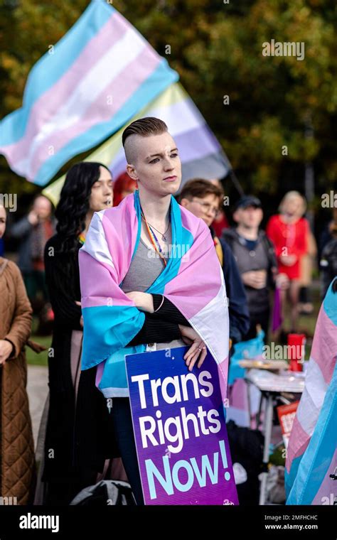 Pro Trans Campaigners Gather Outside Scottish Parliament As The The