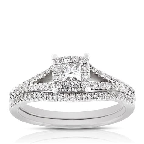 Princess Cut Halo Diamond Bridal Set 14k Ben Bridge Jeweler