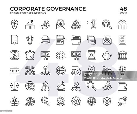 Corporate Governance Vector Line Icon Set This Icon Set Consists Of