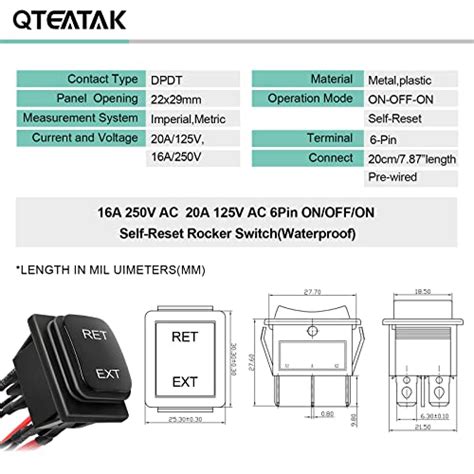 Snapklik QTEATAK DC 12V 10A 6 Pin 3 Position ON Off ON AC