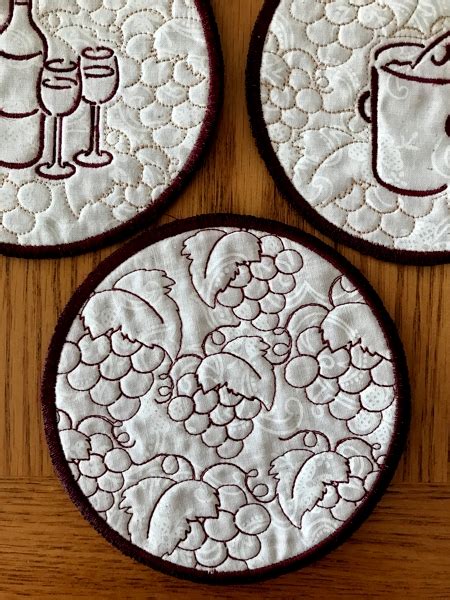 Wine Coasters In The Hoop Instructions On How To Embroider The Designs