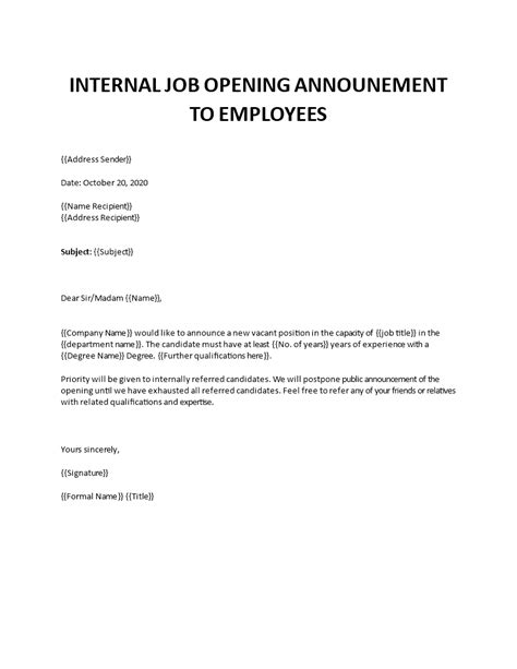 Internal Job Posting Template Word