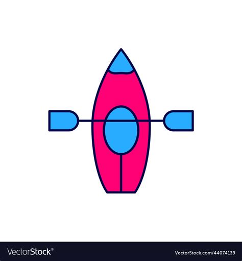 Filled Outline Kayak And Paddle Icon Isolated Vector Image