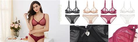 Varsbaby Women See Through Lace Push Up Transparent Everyday Bra Lingerie Sets Red D