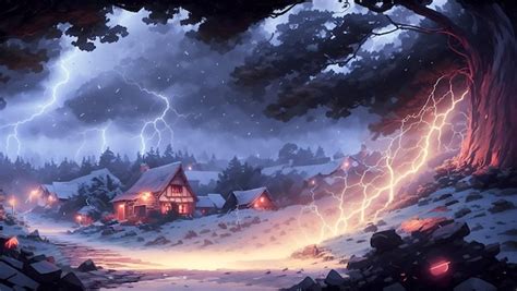 Premium AI Image | Lightning storm in the snow