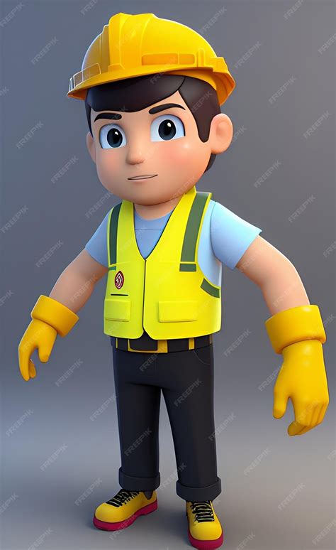 Premium Photo | 3d cartoon characters as a construction worker or ...