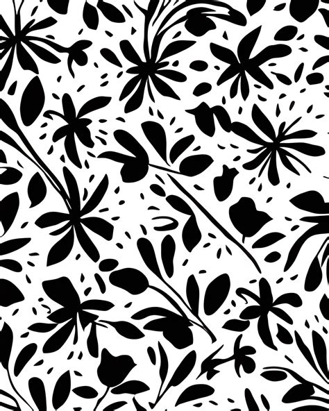 Large Floral Black and White Pattern · Creative Fabrica