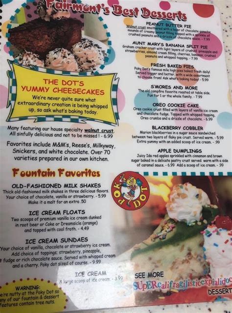 Poky Dot Menus In Fairmont West Virginia United States
