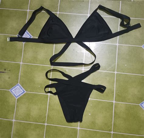 Lovito Criss Cross Bikini Women S Fashion Swimwear Bikinis Swimsuits On Carousell