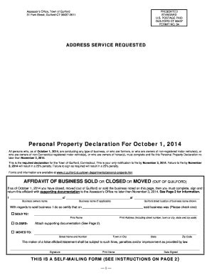 Fillable Online Ci Guilford Ct Personal Property Declaration For