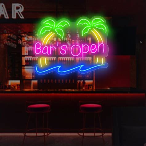 Bars Open Neon Sign Custom Neon Sign Neon Bar Sign Home Pub Wall Art Neon Bar Decor Led