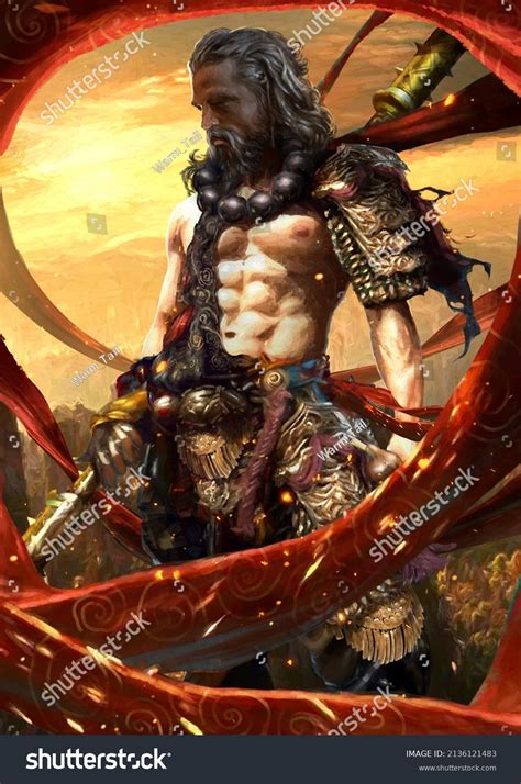 Brutal Grayhaired Warrior Man Muscular Naked Stock Illustration 2136121483 Shutterstock