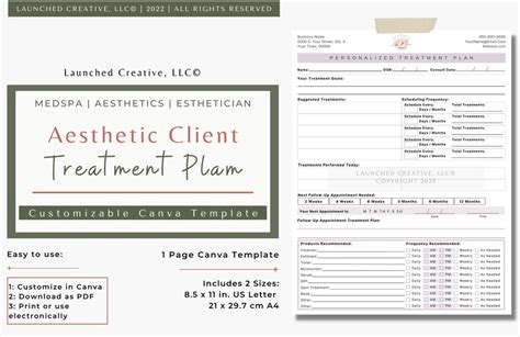 Aesthetic Treatment Plan Form Template Cosmetic Nurse Medspa