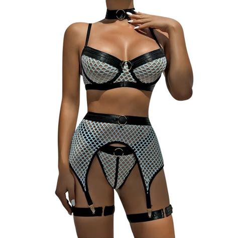 Ensemble De Quatre Pi Ces De Lingerie Sexy Pour Femmes Bleu Bleu Cdiscount Pr T Porter