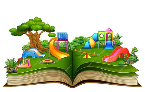 Libro Abierto Con Parque Infantil Sobre Un Fondo Blanco Vector Premium