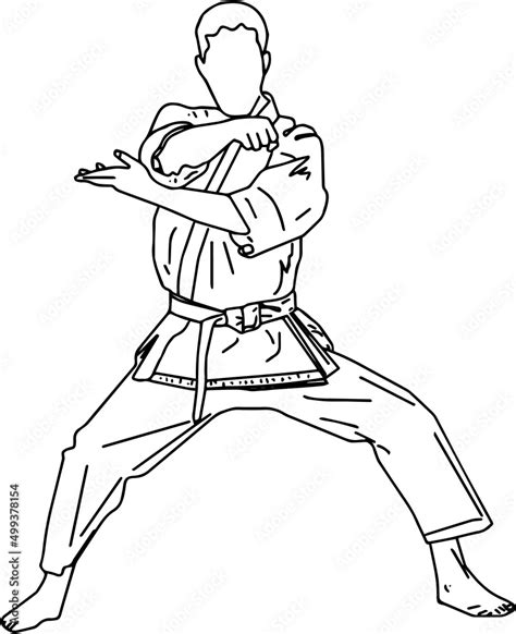 Outline Sketch Drawing Of Karate Sport Line Art Illustration Of Karate