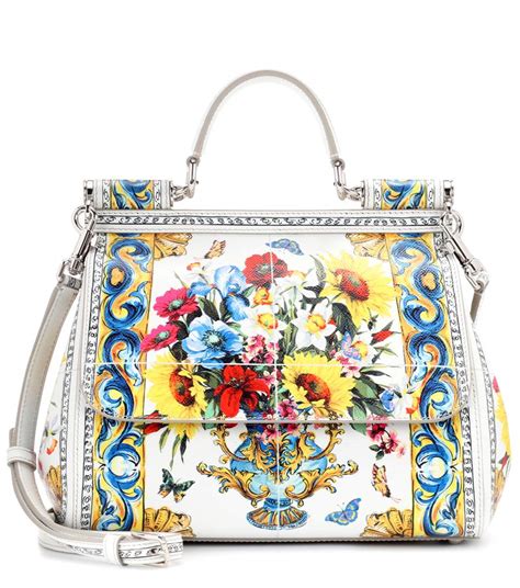 Dolce And Gabbana Medium Sicily Bag In Printed Dauphine Leather In マルチカラー