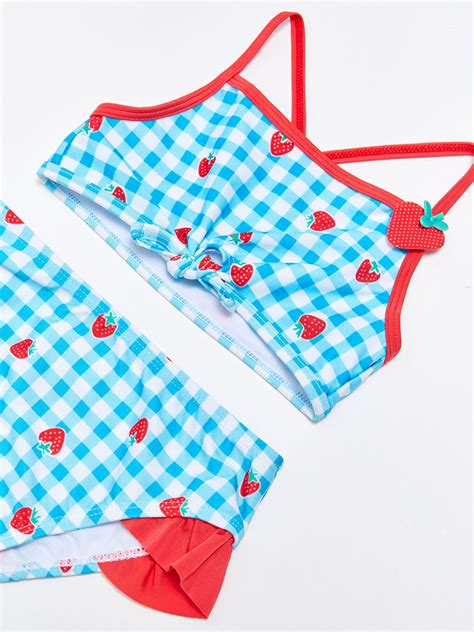 BEYAZ Ekose Baskılı Kız Bebek Bikini S36034Z1 LPT LCW