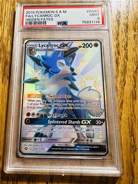 Psa Mint Lycanroc Gx Sv Hidden Fates Full Art Holo Pokemon Card