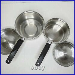 Flint Ware By Ekco Stainless Steel Lot Of Double Boiler Sauce Pans