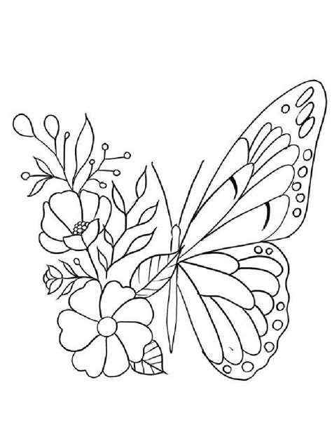 Pictures Of Flowers And Butterflies Coloring Page